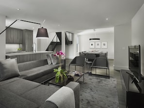 Penthouse, 1 Bedroom (Duplex) | Living area | Flat-screen TV