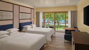 Deluxe Room, 2 Queen Beds, Ocean View | Hypo-allergenic bedding, in-room safe, desk, blackout drapes