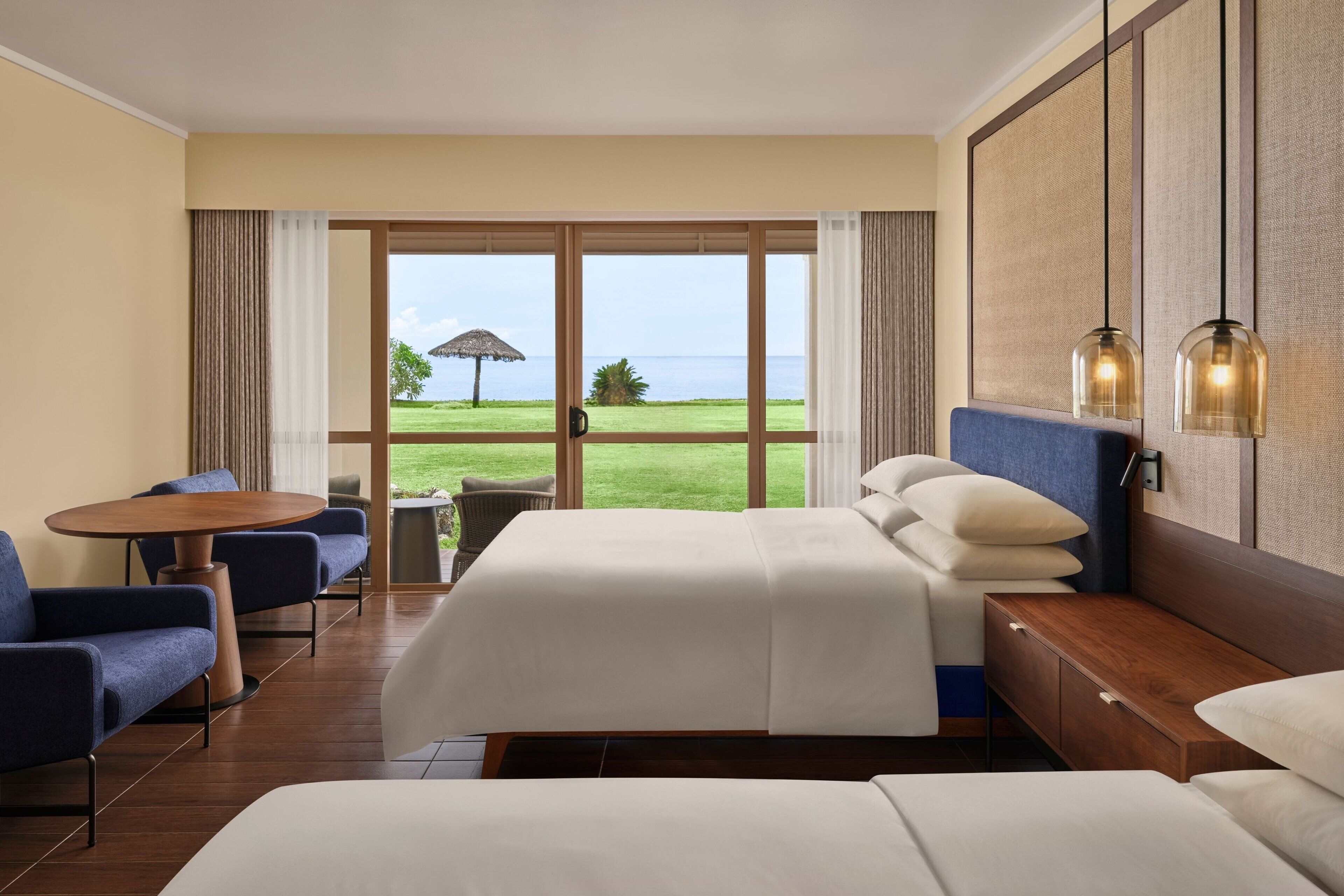 Quarto, 2 camas Queen, de frente para o oceano (View) | Roupas de cama antialérgicas, cofres nos quartos, escrivaninha