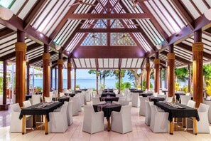 Dinner served, beach views 