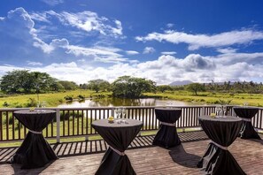 Dinner served, beach views 