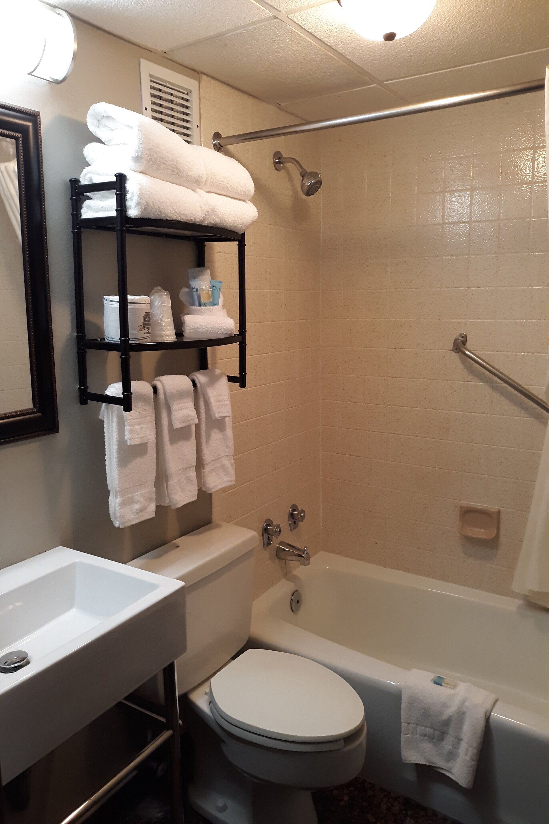family suite with courtyard view | bathroom | free toiletries, hair dryer, towels