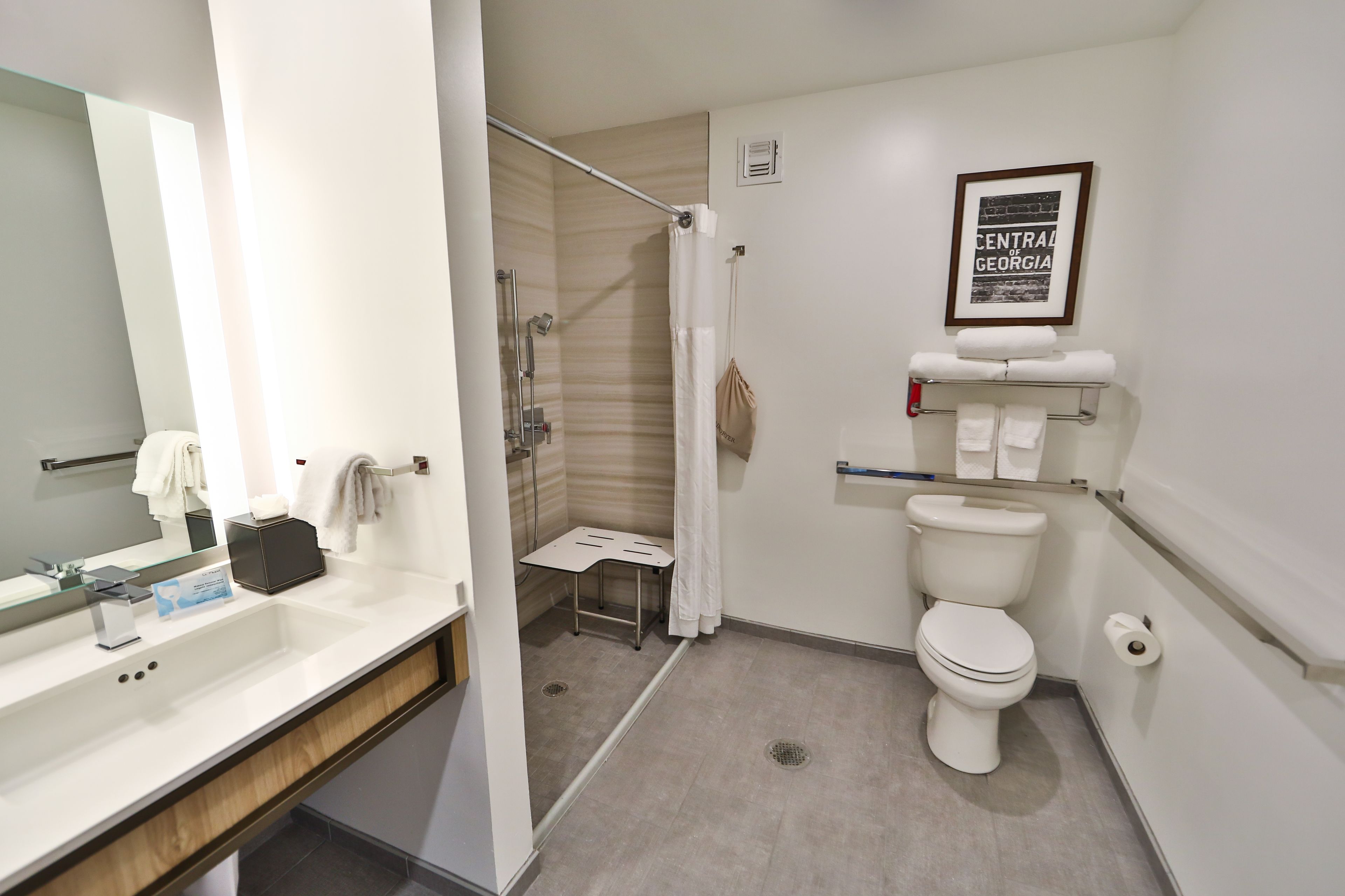 two queen beds, non-smoking, accessible | bathroom | shower, designer toiletries, hair dryer, bidet