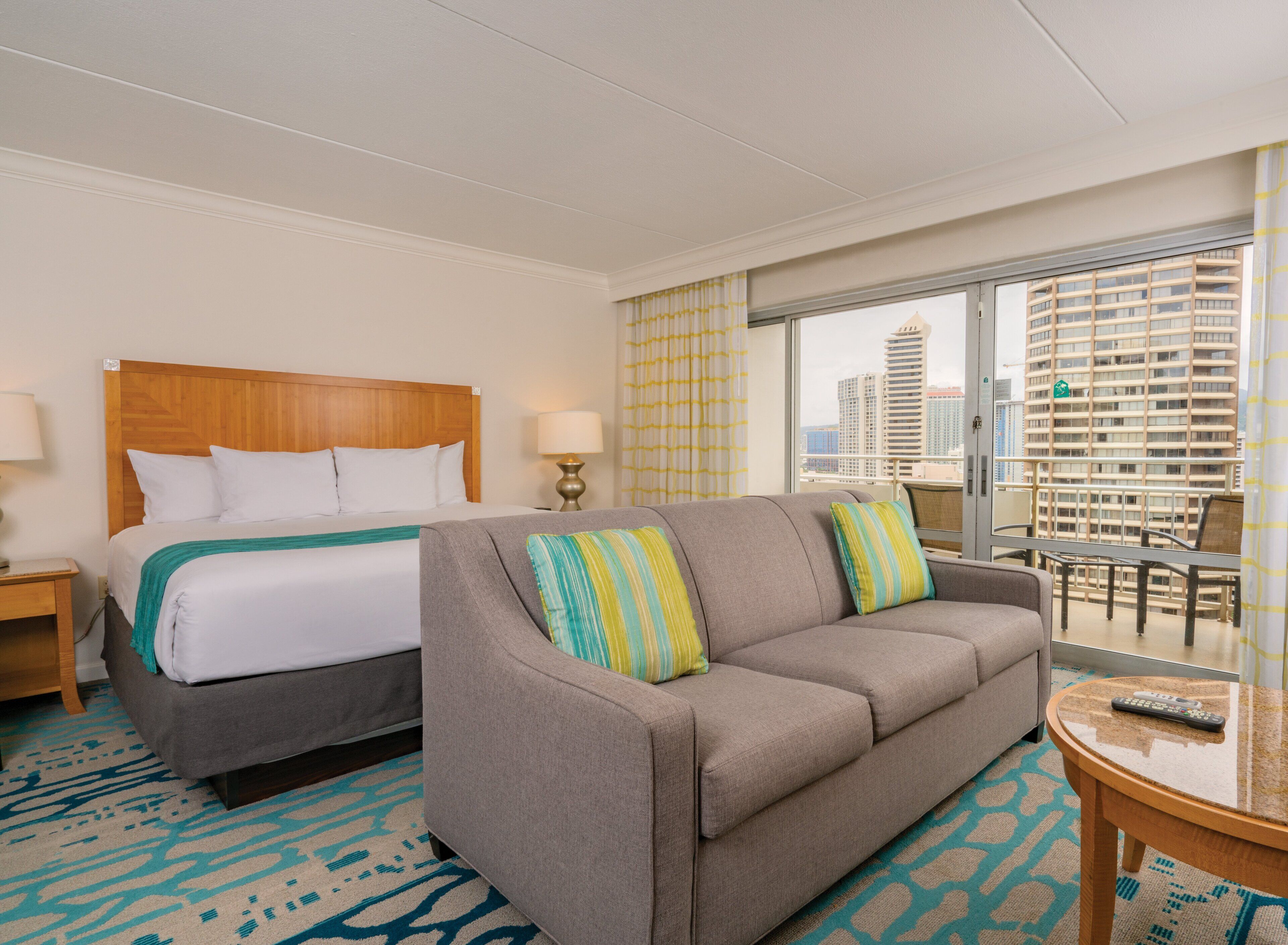 studio, city view | in-room safe, desk, blackout curtains, iron/ironing board