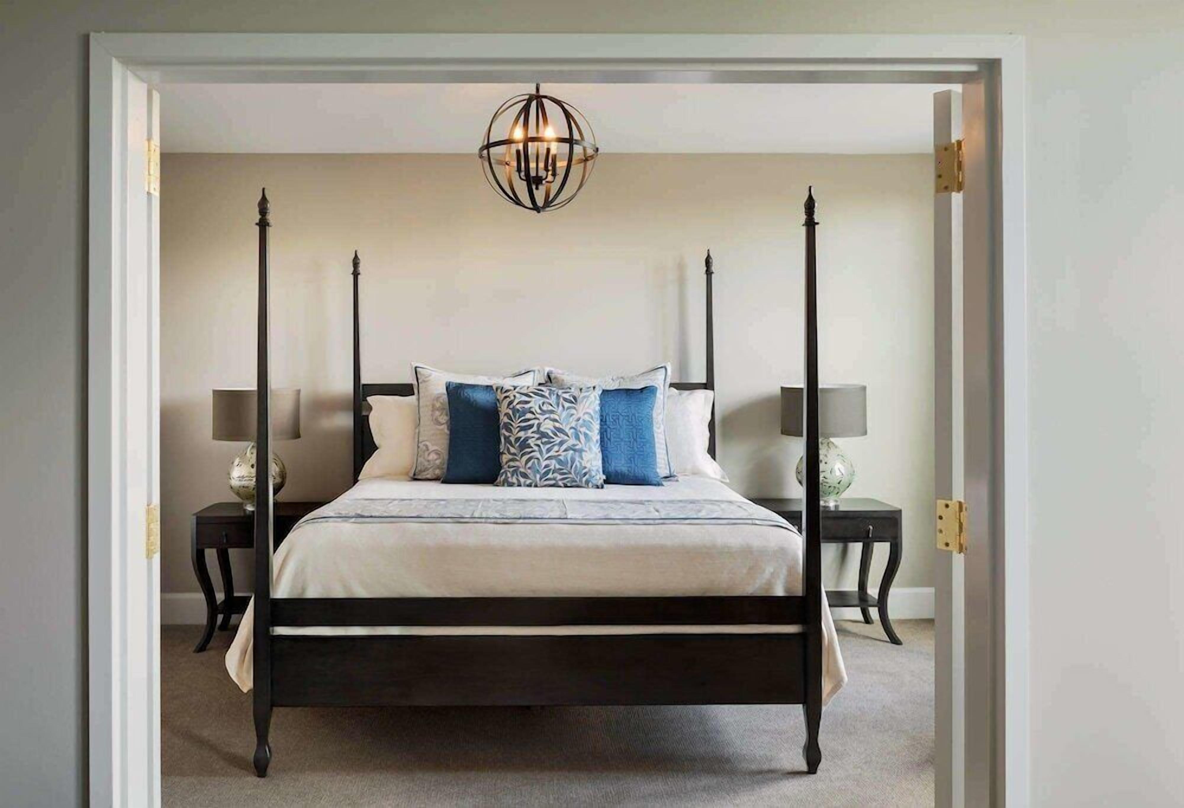 Sábanas de algodón egipcio, ropa de cama de alta calidad y minibar 
