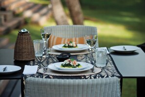 Lunch and dinner served, international cuisine - Dolphin Island - Private Island (Nananu-i-Ra)