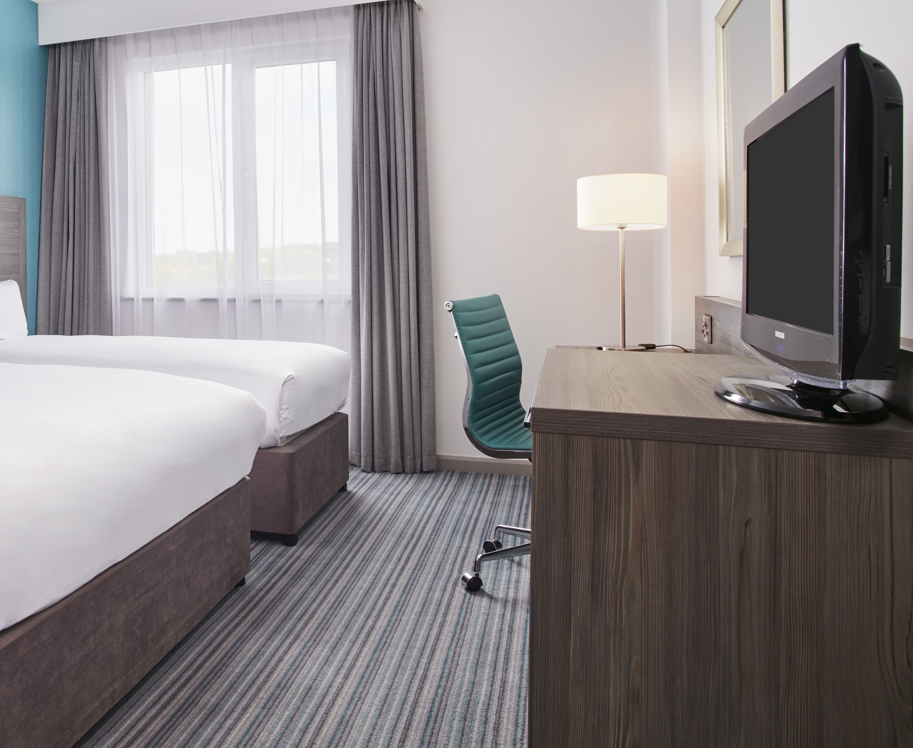 desk, laptop workspace, iron/ironing board, free wifi