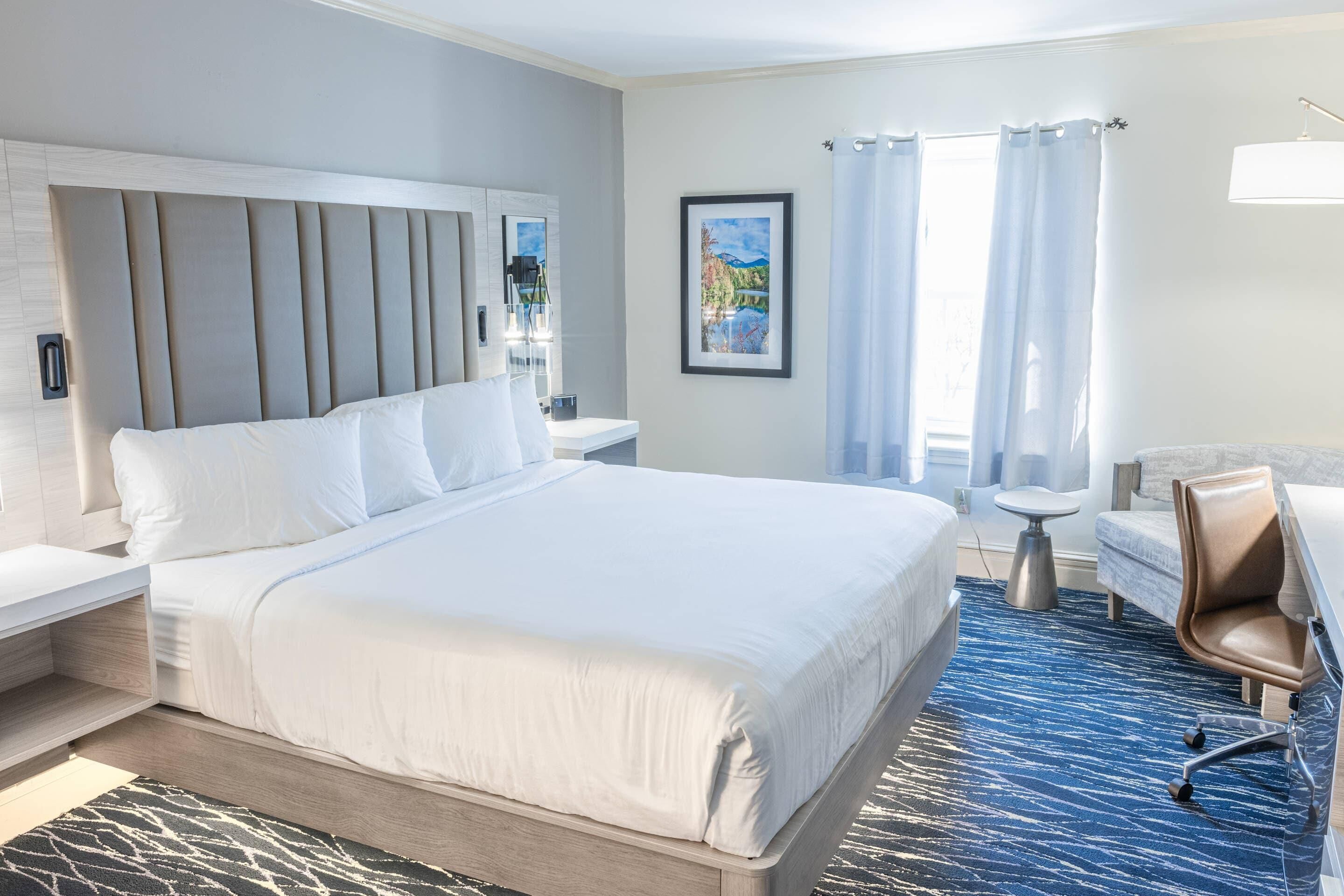 Premium bedding, pillowtop beds, desk, iron/ironing board