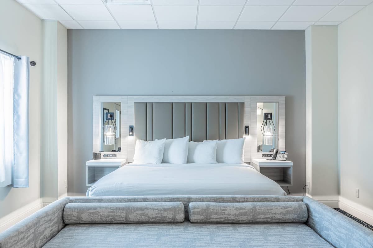 Premium bedding, pillowtop beds, desk, iron/ironing board