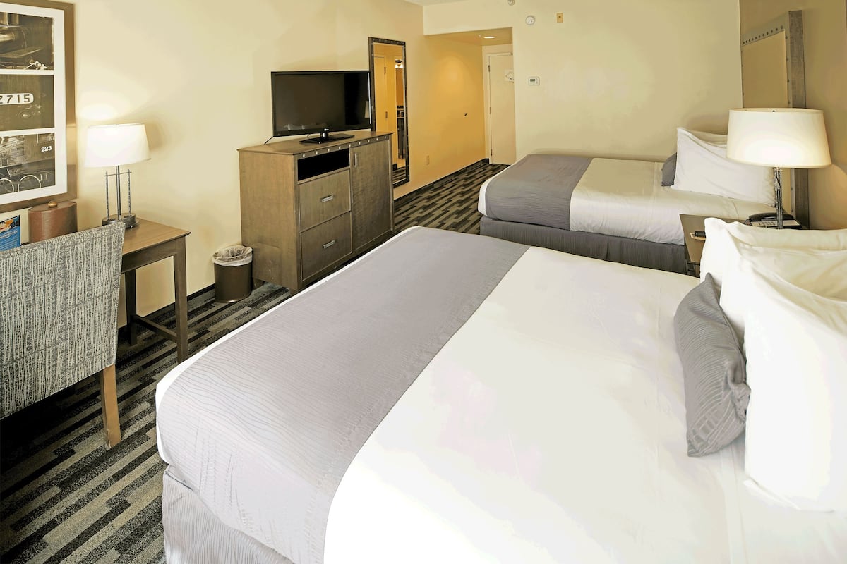 standard room, 2 queen beds | premium bedding, desk, blackout curtains, iron/ironing board