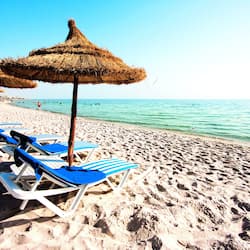 Private beach, white sand, sun-loungers, beach umbrellas