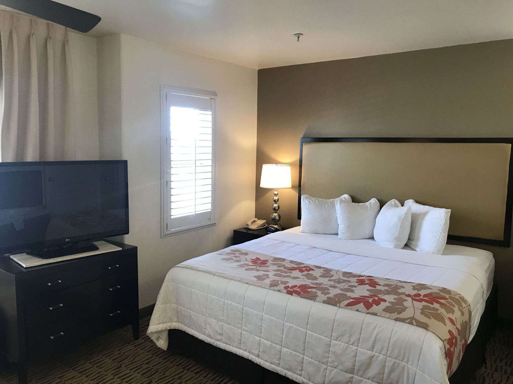 Premium bedding, pillowtop beds, desk, blackout drapes