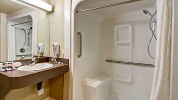 Room, 1 King Bed, Accessible, Non Smoking | Bathroom | Combined shower/tub, free toiletries, towels