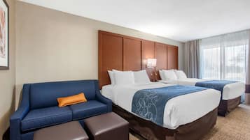 Premium bedding, down comforters, pillowtop beds, desk