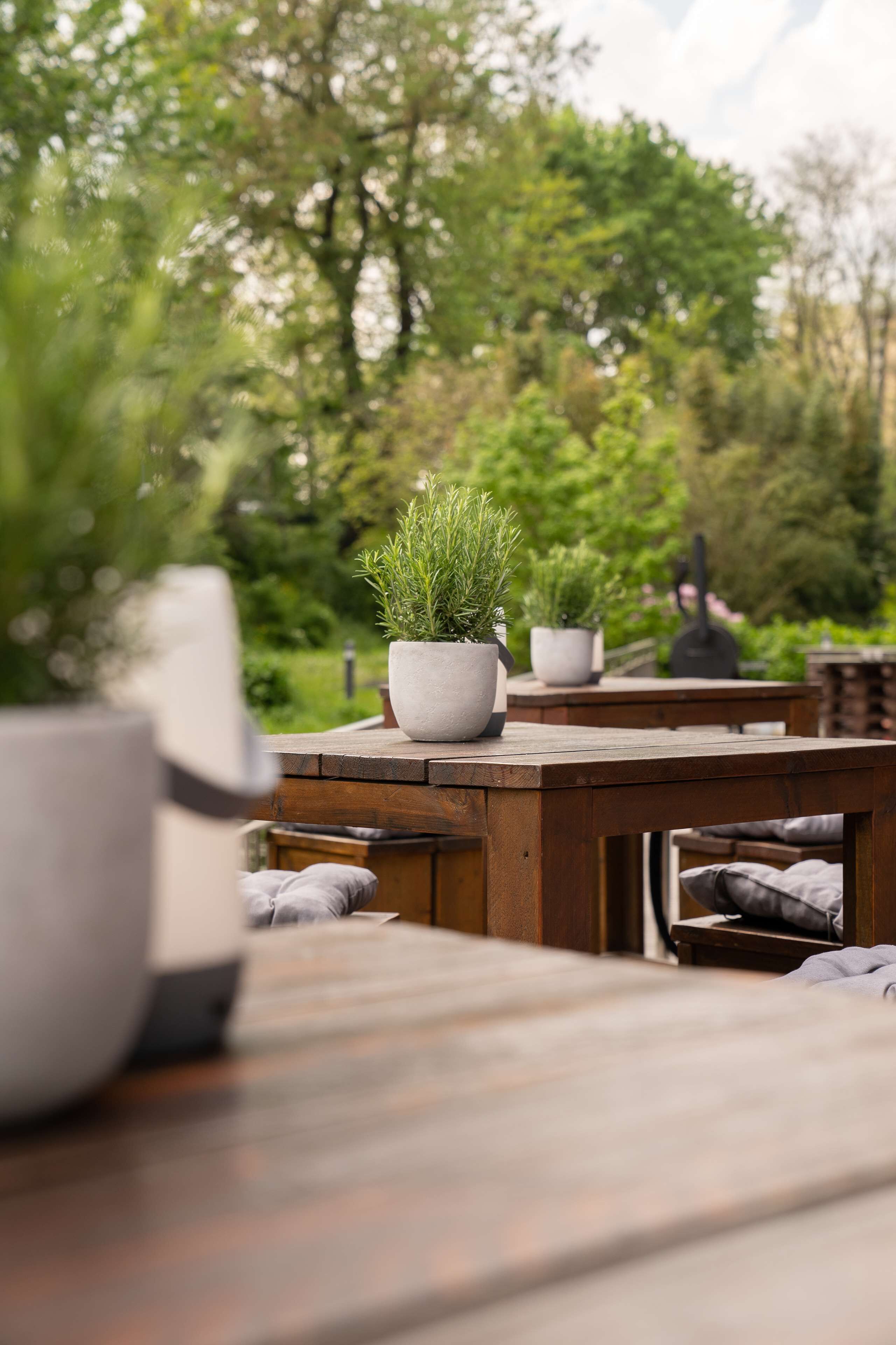 garden views, serves lunch and dinner