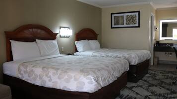 Standard Room, 2 Queen Beds, Non Smoking | Desk, iron/ironing board, free WiFi, bed sheets