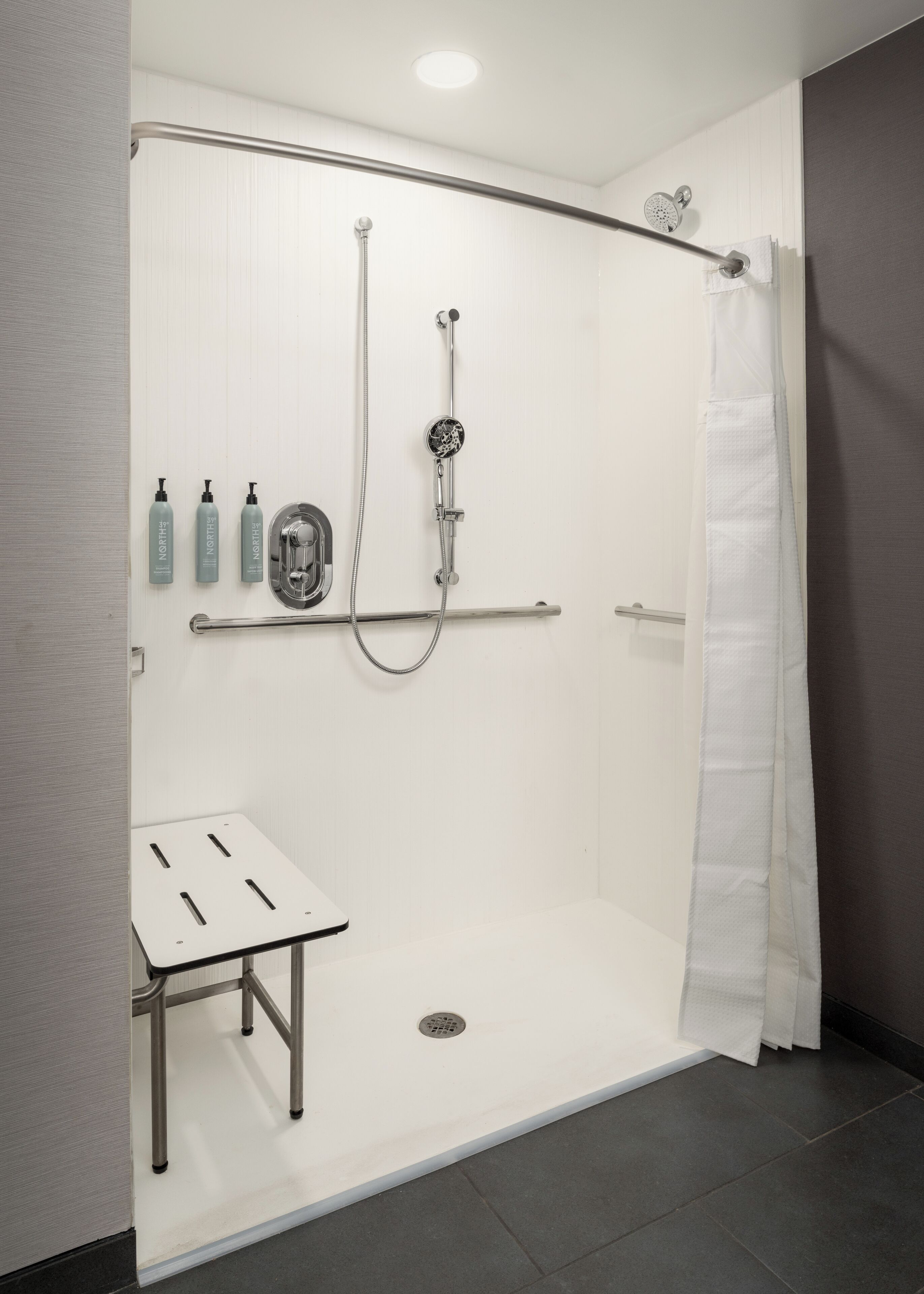 room, 1 king bed with sofa bed (mobility/hearing access, roll-in shwr) | bathroom | free toiletries, hair dryer, towels