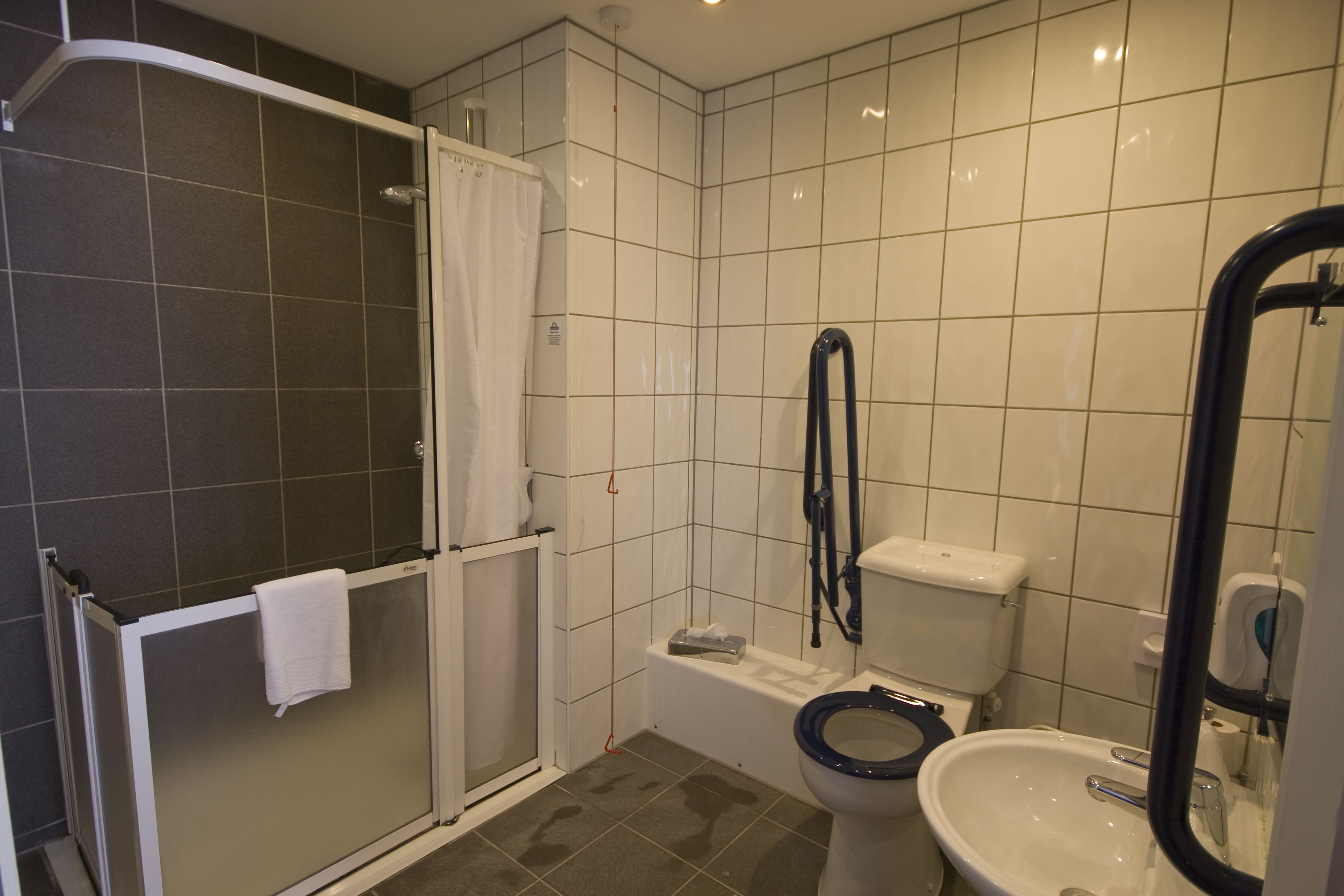 eco-friendly toiletries, hair dryer, towels