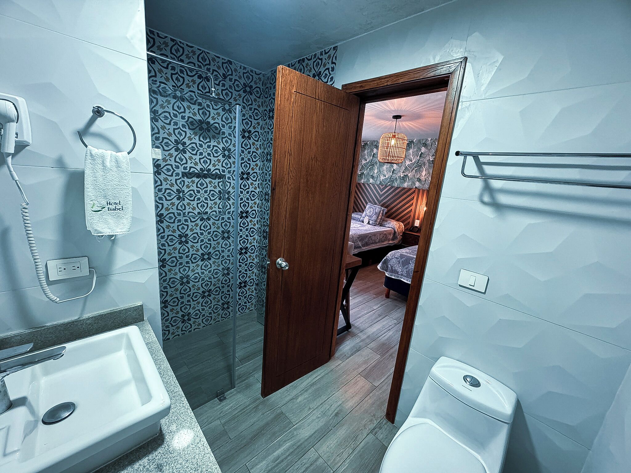 standard double room, 2 double beds | bathroom | shower, towels