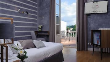 Habitación doble Premium, vista al río | 1 habitación, ropa de cama de alta calidad y minibar