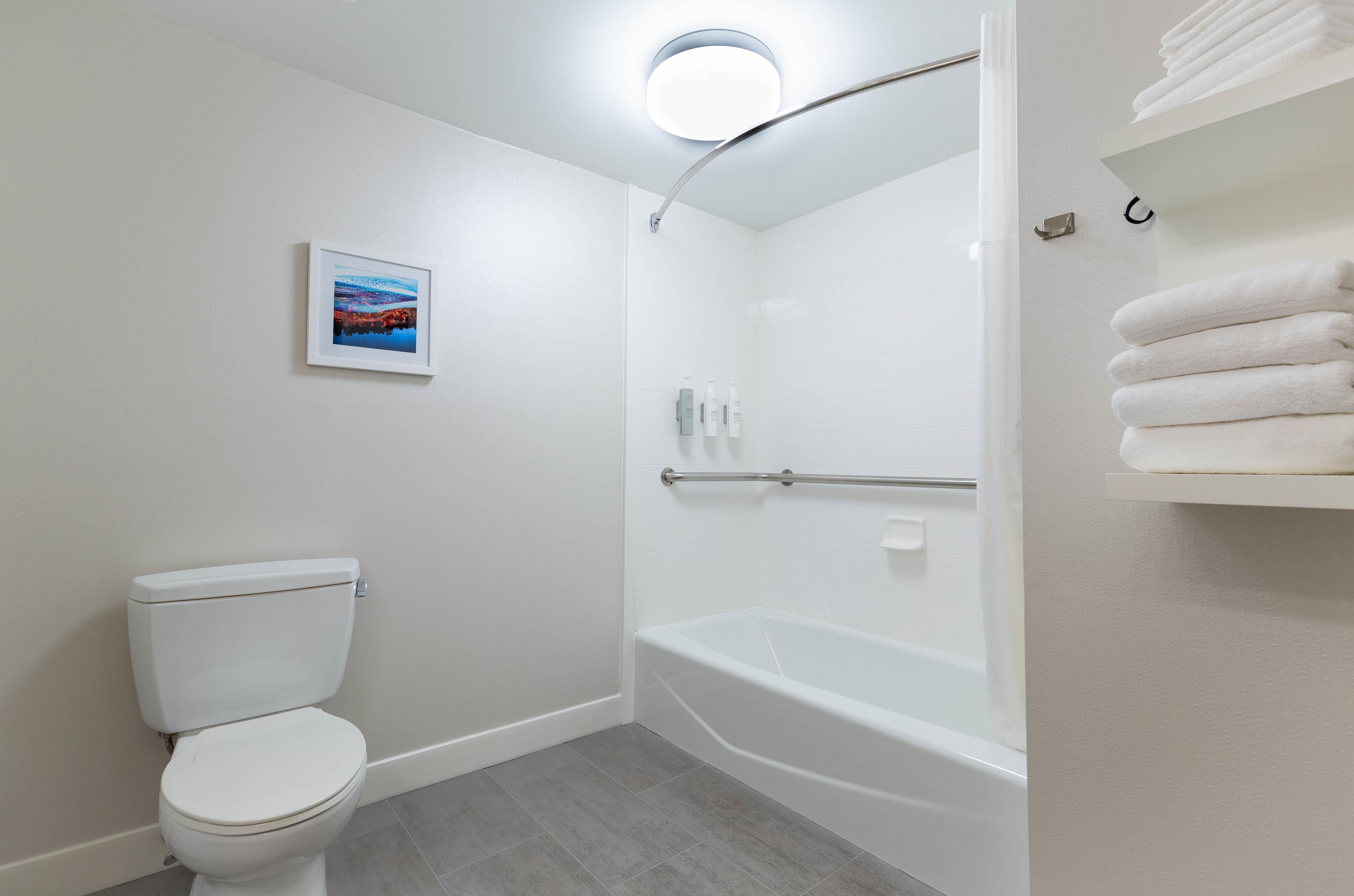 Un baño con inodoro, bañera y ducha.