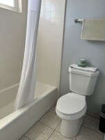Room, 1 King Bed | Bathroom | Combined shower/tub, towels