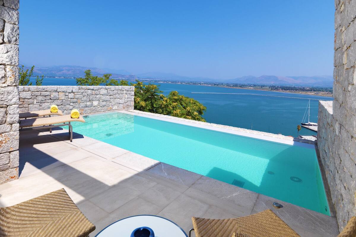 Luxury-Bungalow, eigener Pool, Meerblick | Ausblick vom Zimmer