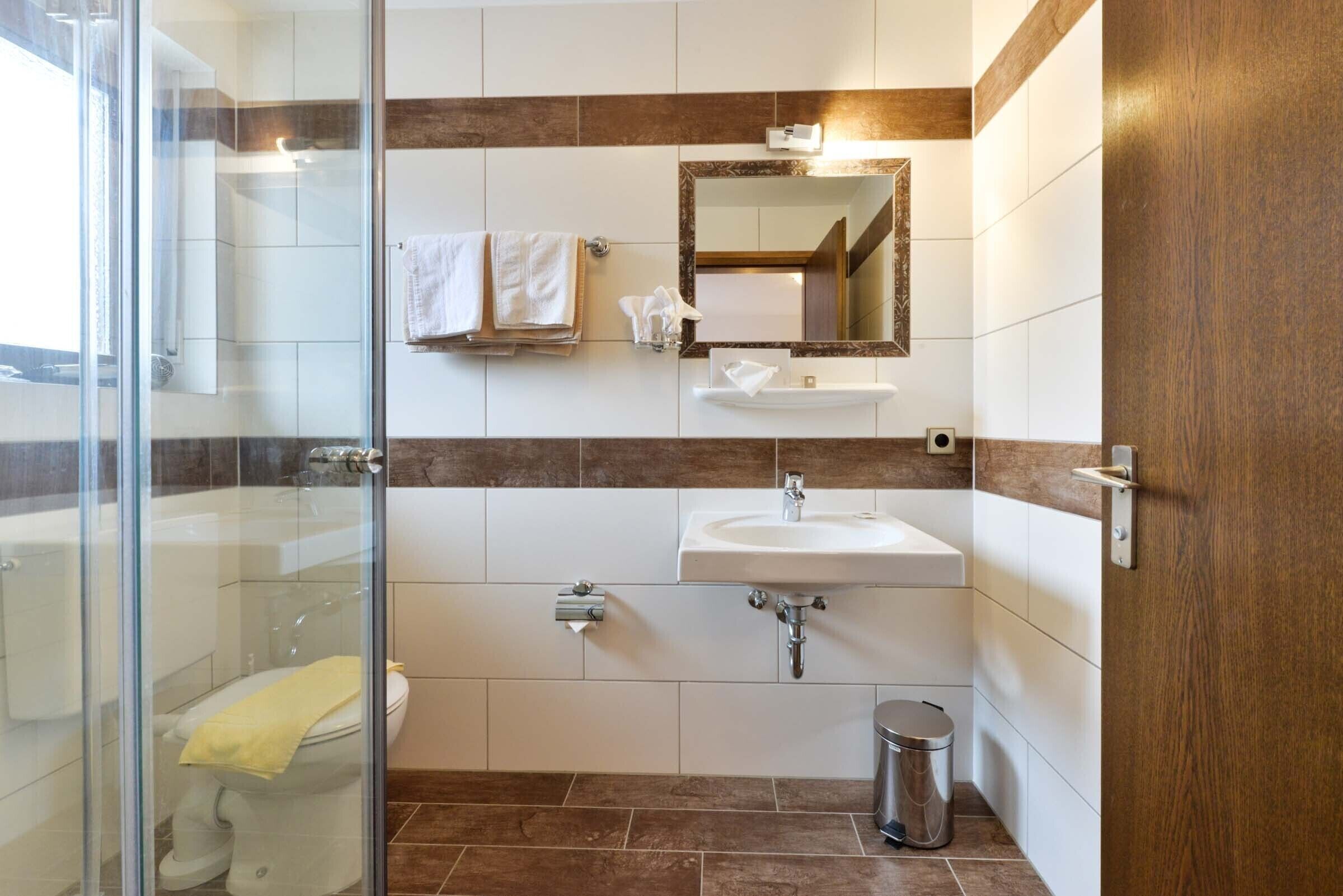 free toiletries, hair dryer, slippers, towels