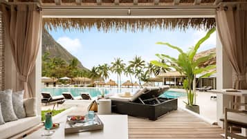 Outdoor pool, sun loungers