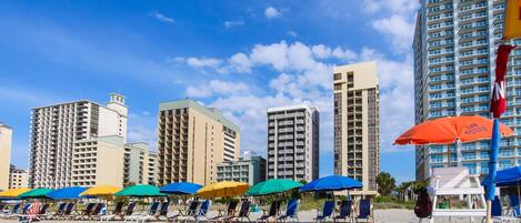 On the beach, white sand