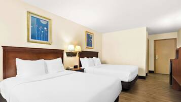 Standard Room, 2 Queen Beds, Non Smoking, Refrigerator & Microwave | Pillowtop beds, desk, laptop workspace, iron/ironing board