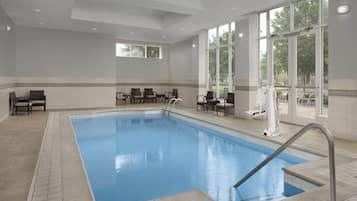 Indoor pool, open 8:00 AM to 10:00 PM, sun loungers