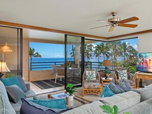 Condo, 2 Bedrooms, Oceanfront (508) | Living area | TV, DVD player - Polo Beach - CoralTree Residence Collection (Kihei)