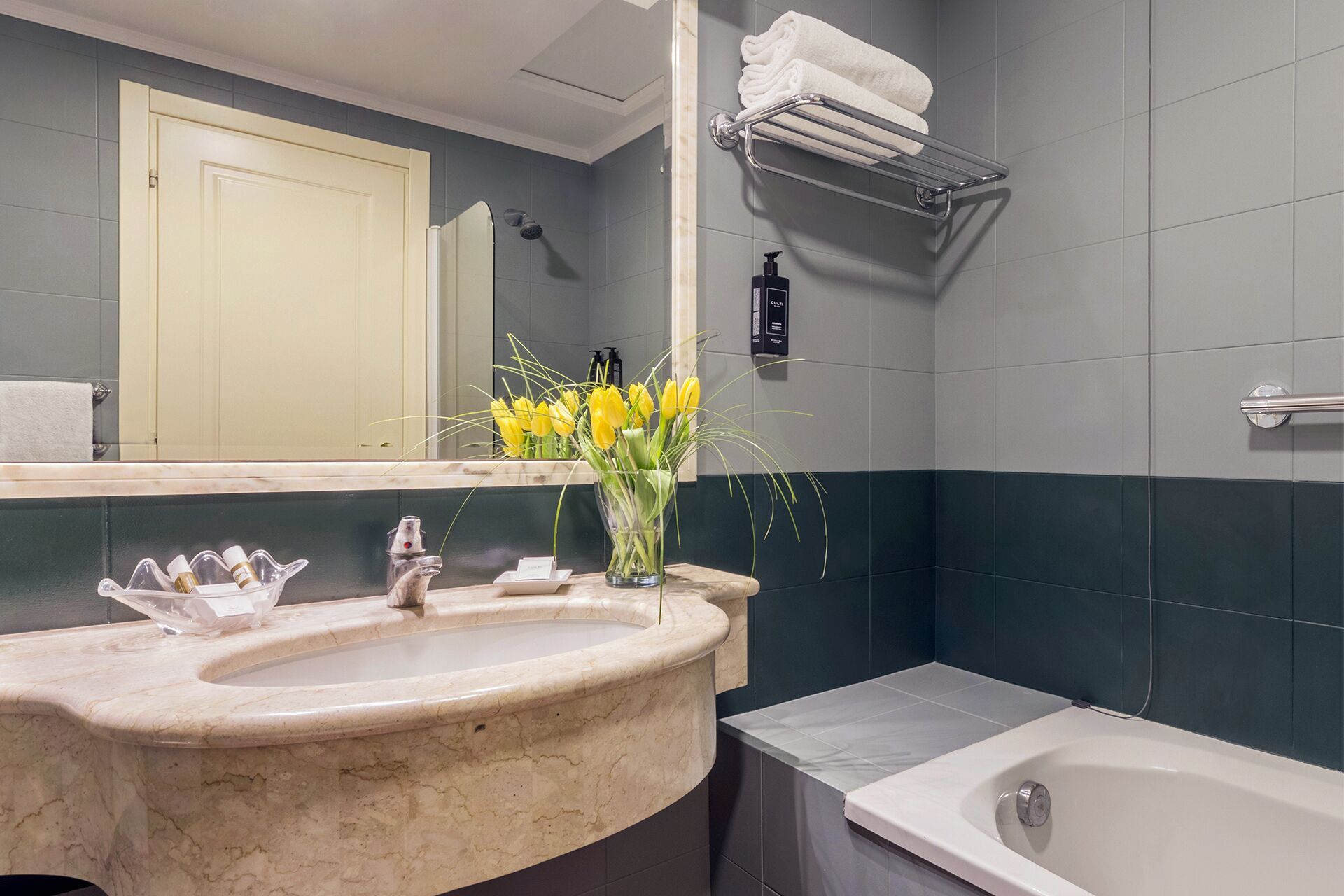 classic double or twin room | bathroom | designer toiletries, hair dryer, slippers, bidet