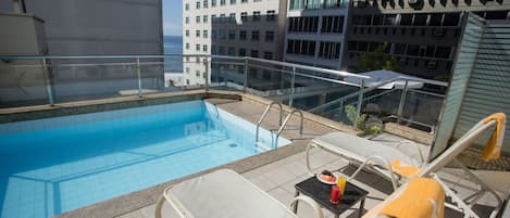 Outdoor pool, pool umbrellas