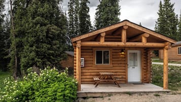 Premium Cabin, 1 Bedroom, Fireplace | Desk, iron/ironing board, bed sheets
