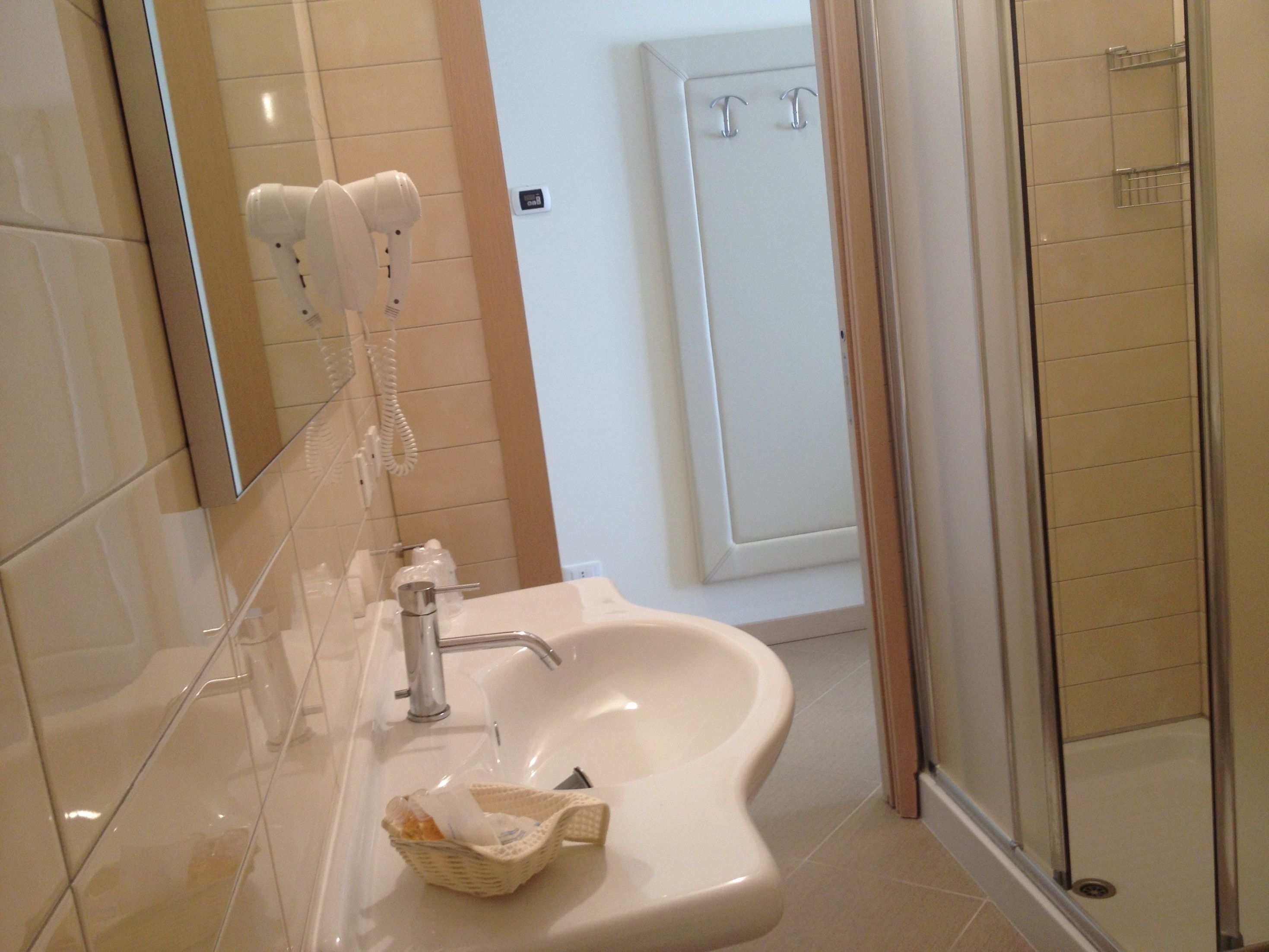 single room | bathroom | shower, free toiletries, hair dryer, towels