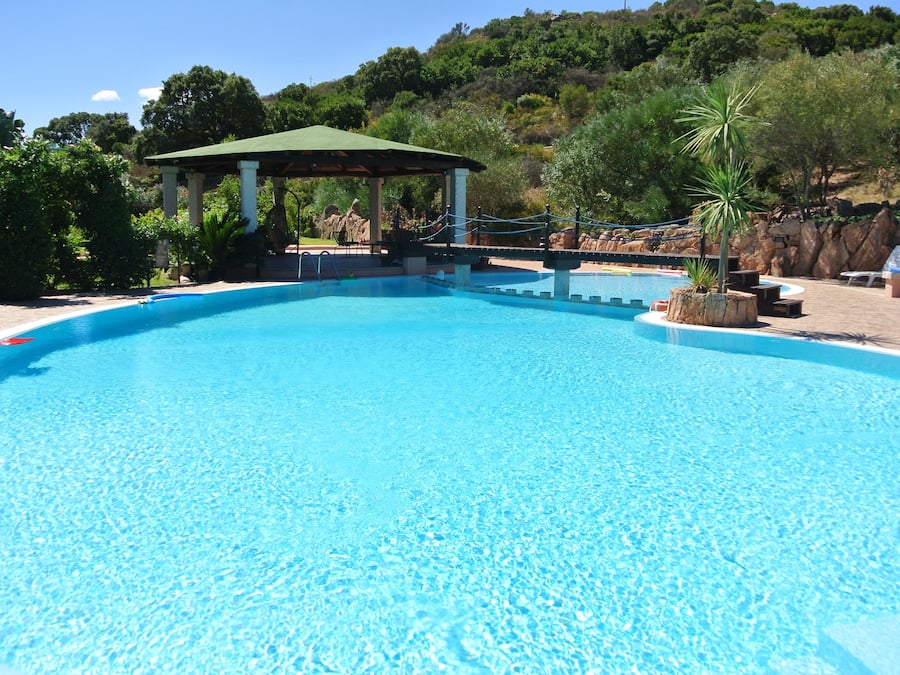 Outdoor pool, pool umbrellas, pool loungers