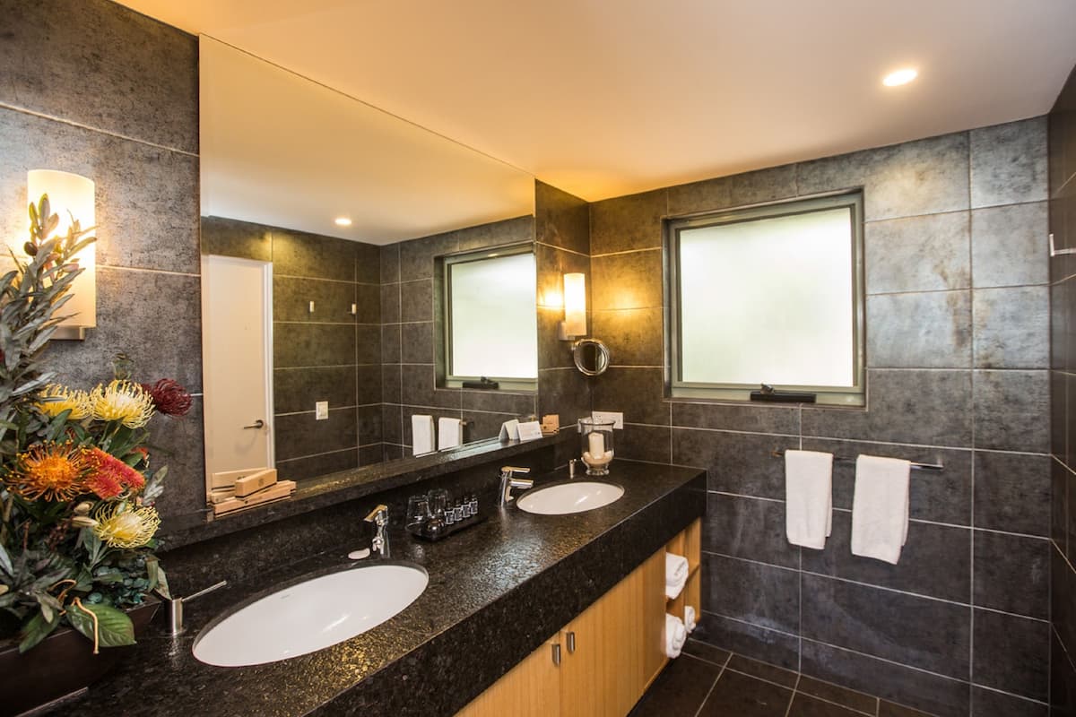 premier cabin | bathroom | eco-friendly toiletries, hair dryer, towels