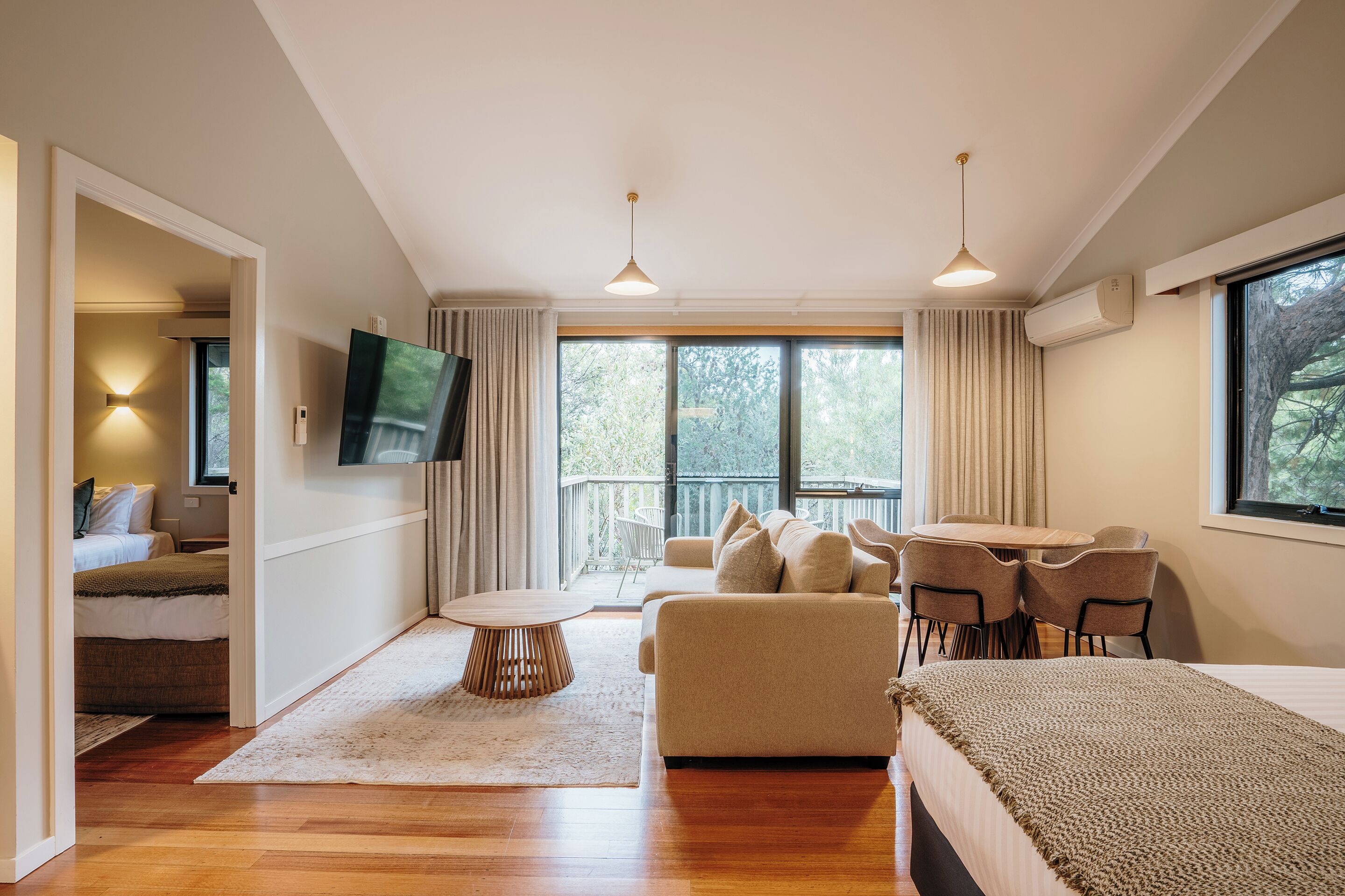 Family Cabin | Living area | 30-inch LCD TV with digital channels, TV, DVD player