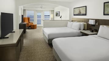 Two queens jr suite bayfront | Premium bedding, in-room safe, desk, laptop workspace