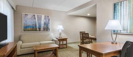 In-room safe, desk, iron/ironing board, free cribs/infant beds
