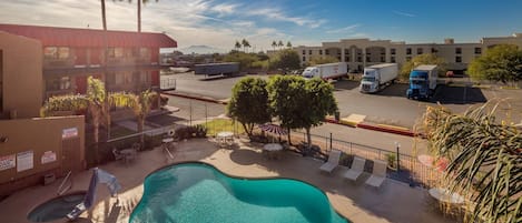 Outdoor pool, pool loungers