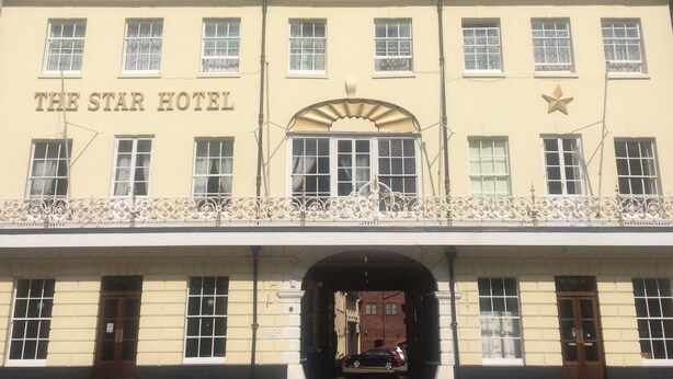 A building with a sign reading "THE STAR HOTEL" and a star emblem above the entrance. - The Star Hotel (Southampton)
