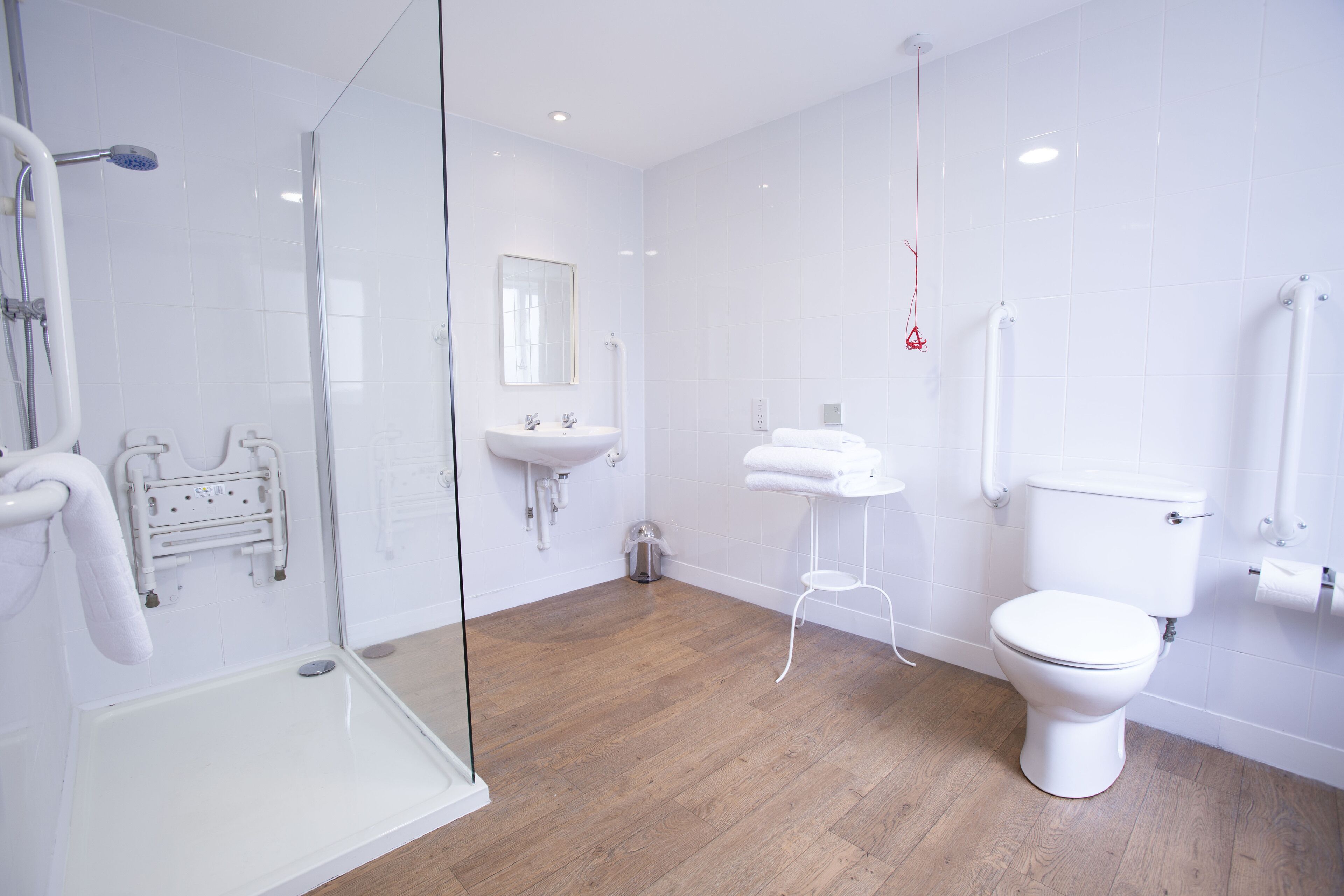 combined shower/bathtub, free toiletries, hair dryer, towels