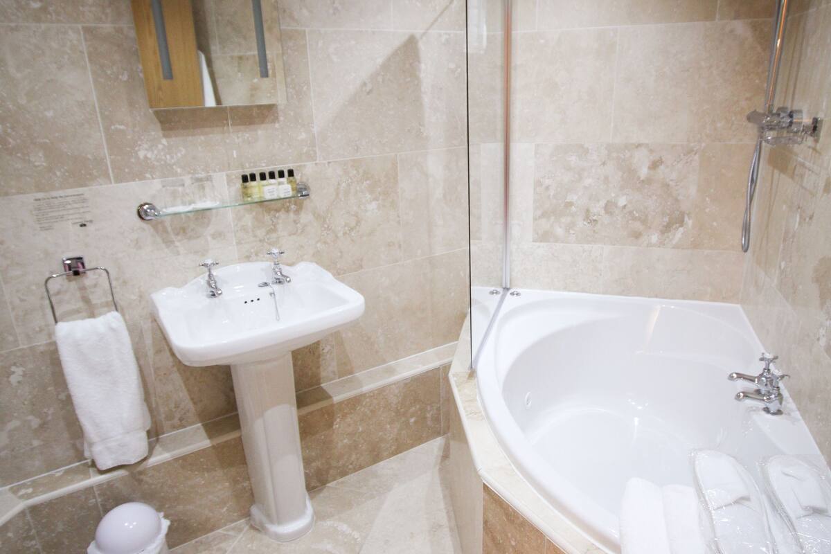 free toiletries, hair dryer, towels