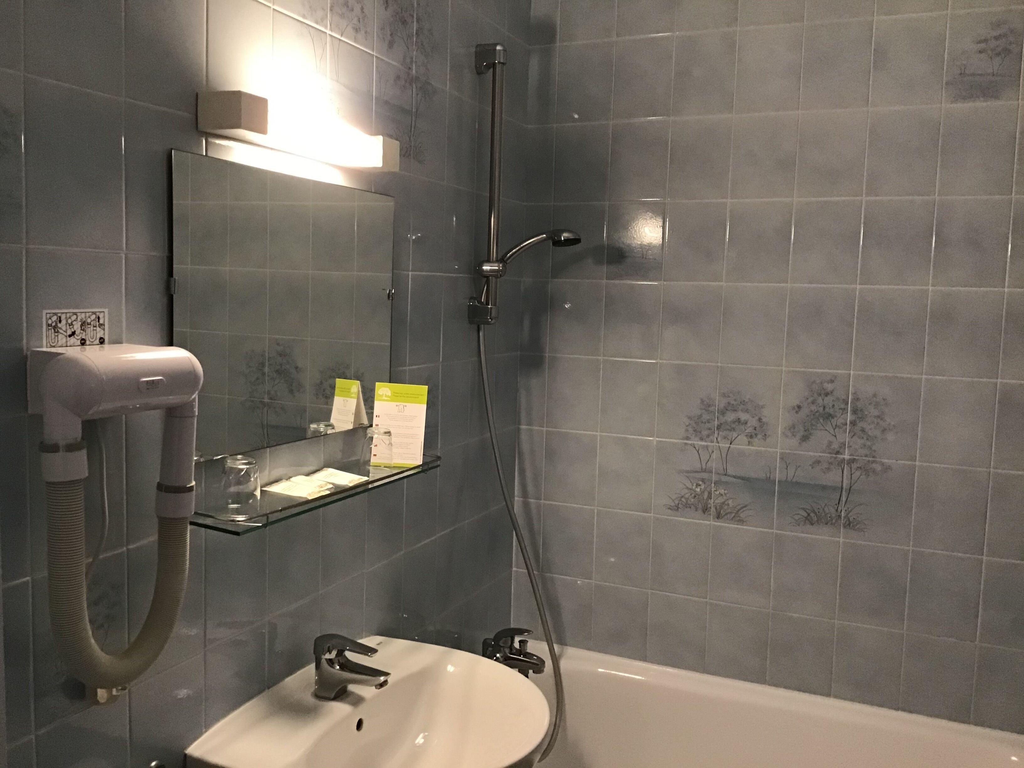 free toiletries, hair dryer, towels