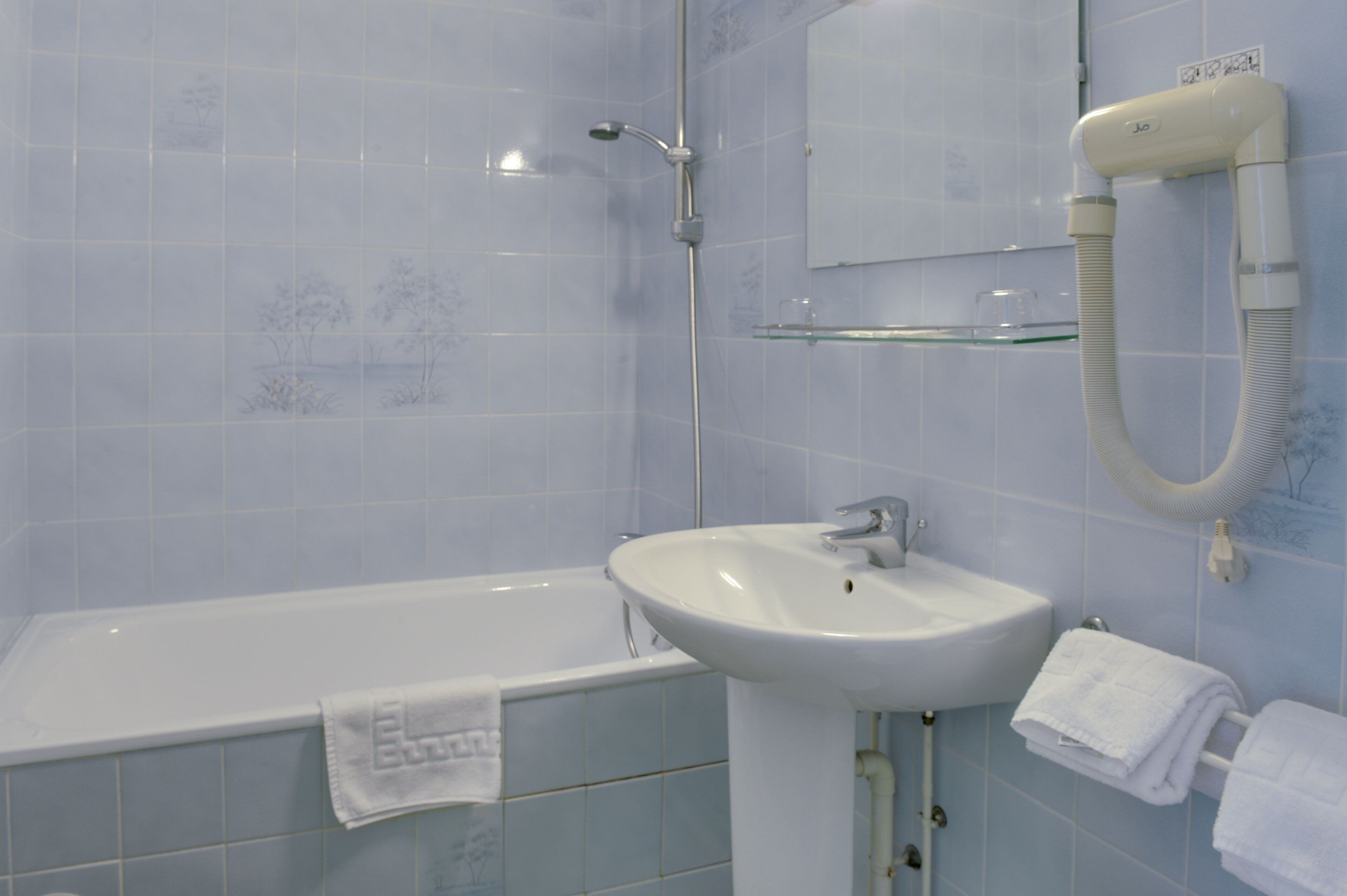 free toiletries, hair dryer, towels