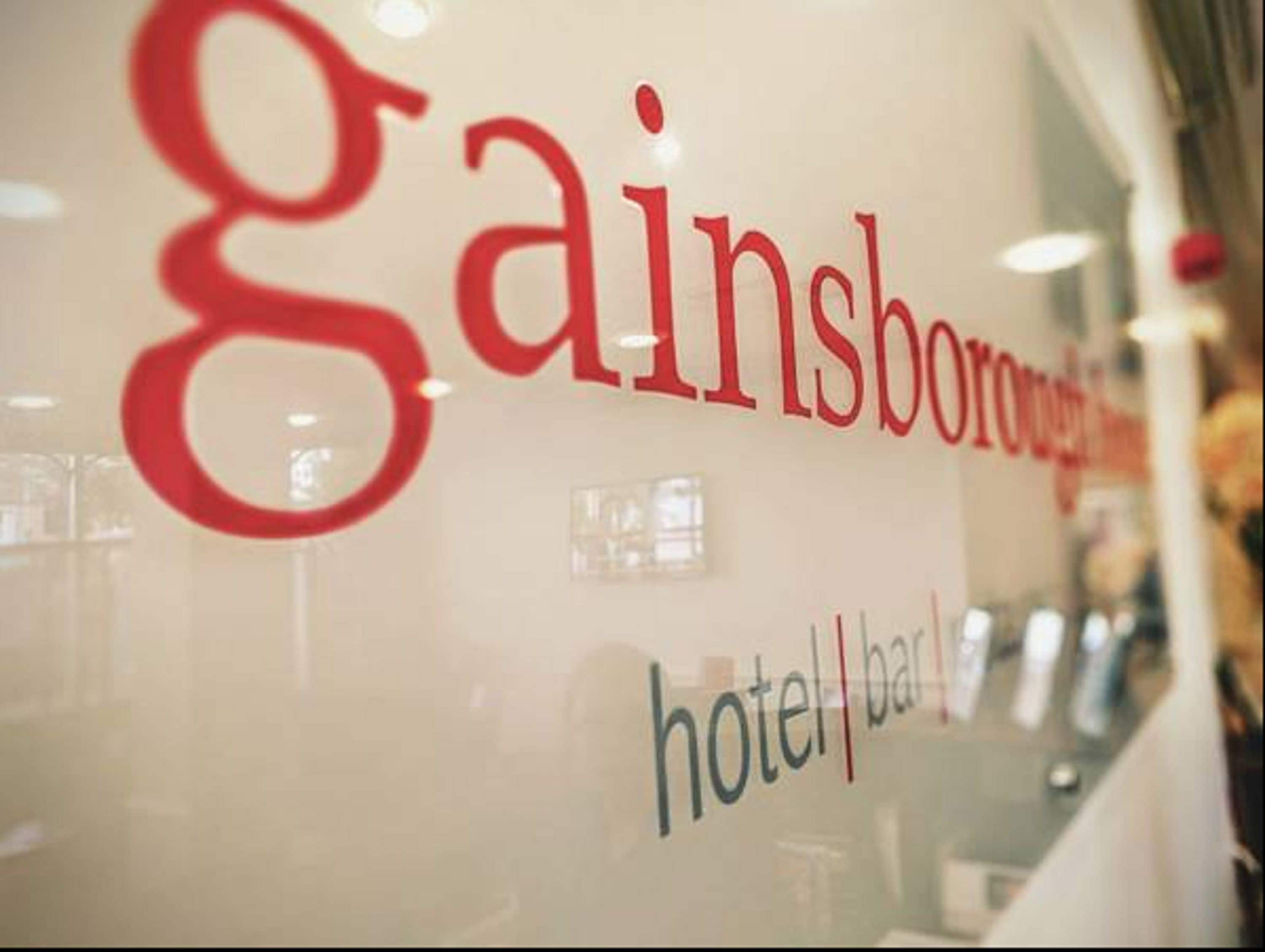 A hotel sign with the name 'gainsborough' and the words 'hotel bar' below it.