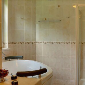 Combined shower/bathtub, hair dryer, towels - DeSalis Hotel London Stansted (Bishop's Stortford)